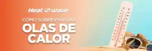 Imagen de un termómetro con altas temperaturas, con un texto: Cómo sobrevivir las olas de calor