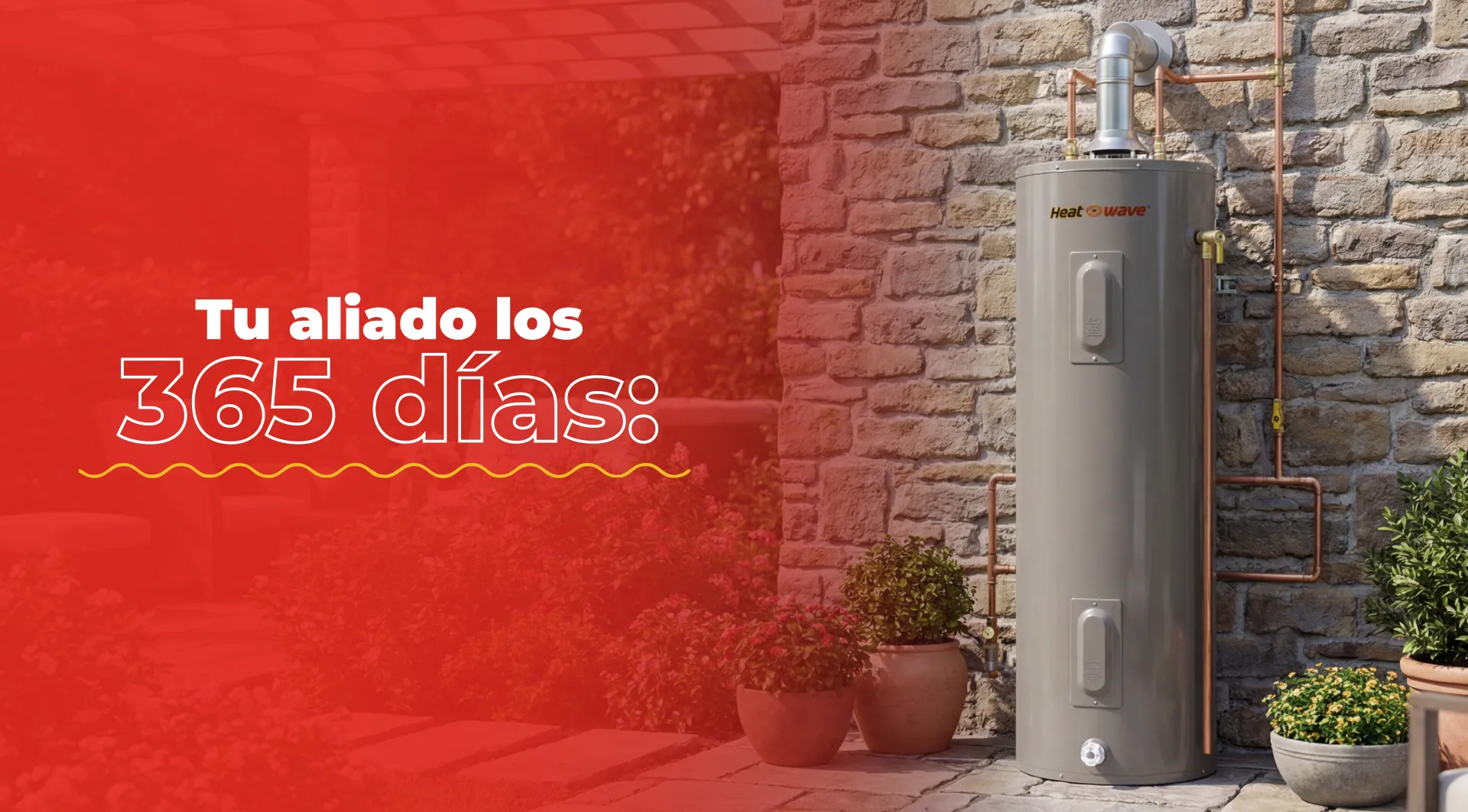 Boiler de depósito Heatwave instalado para uso exterior