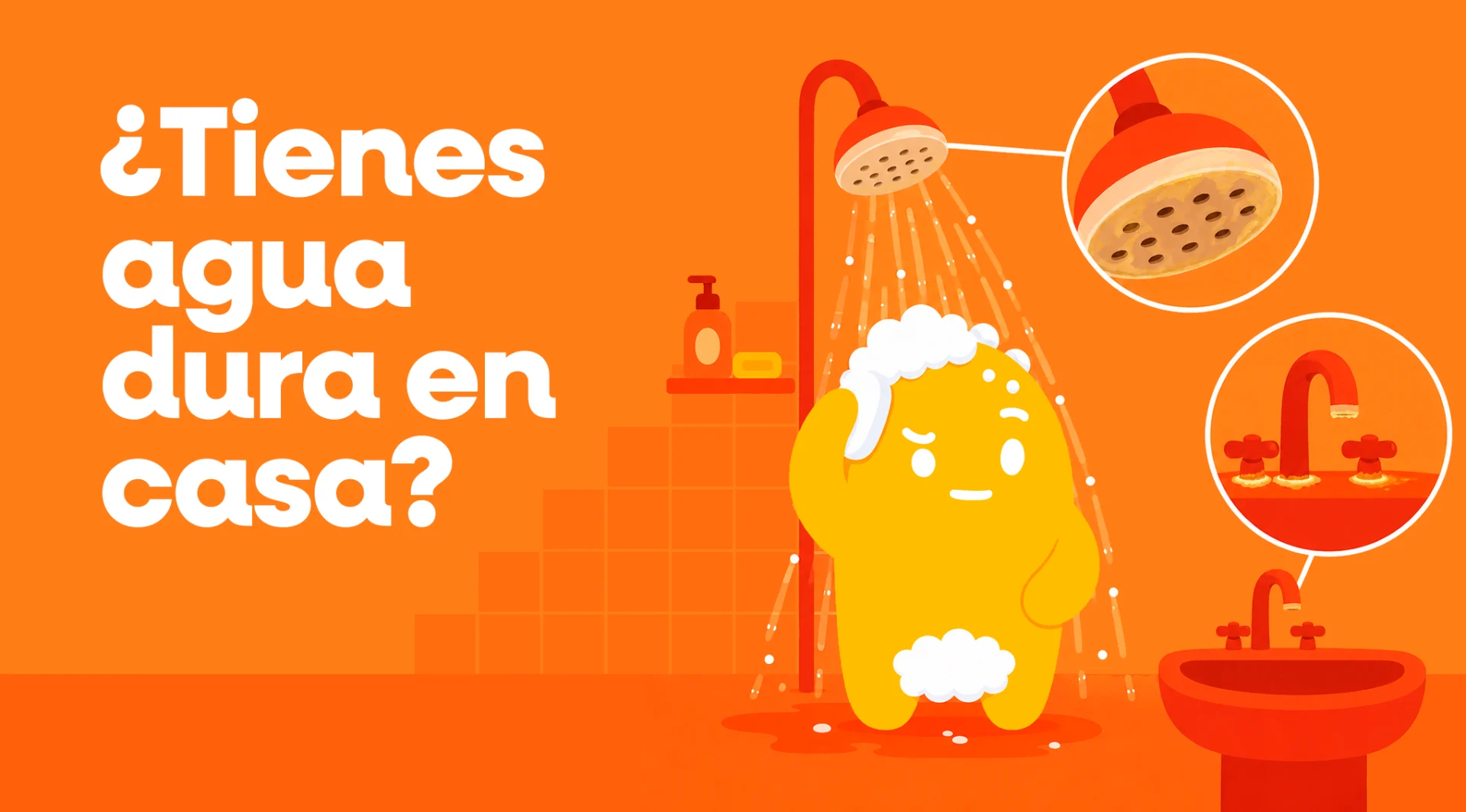Señales visibles de agua dura en llaves, regaderas y boiler
