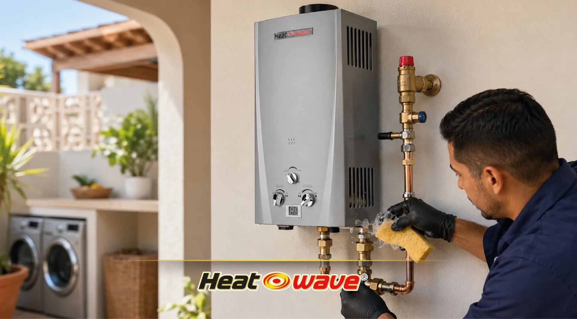 Revisión de válvulas y conexiones en un boiler Heatwave