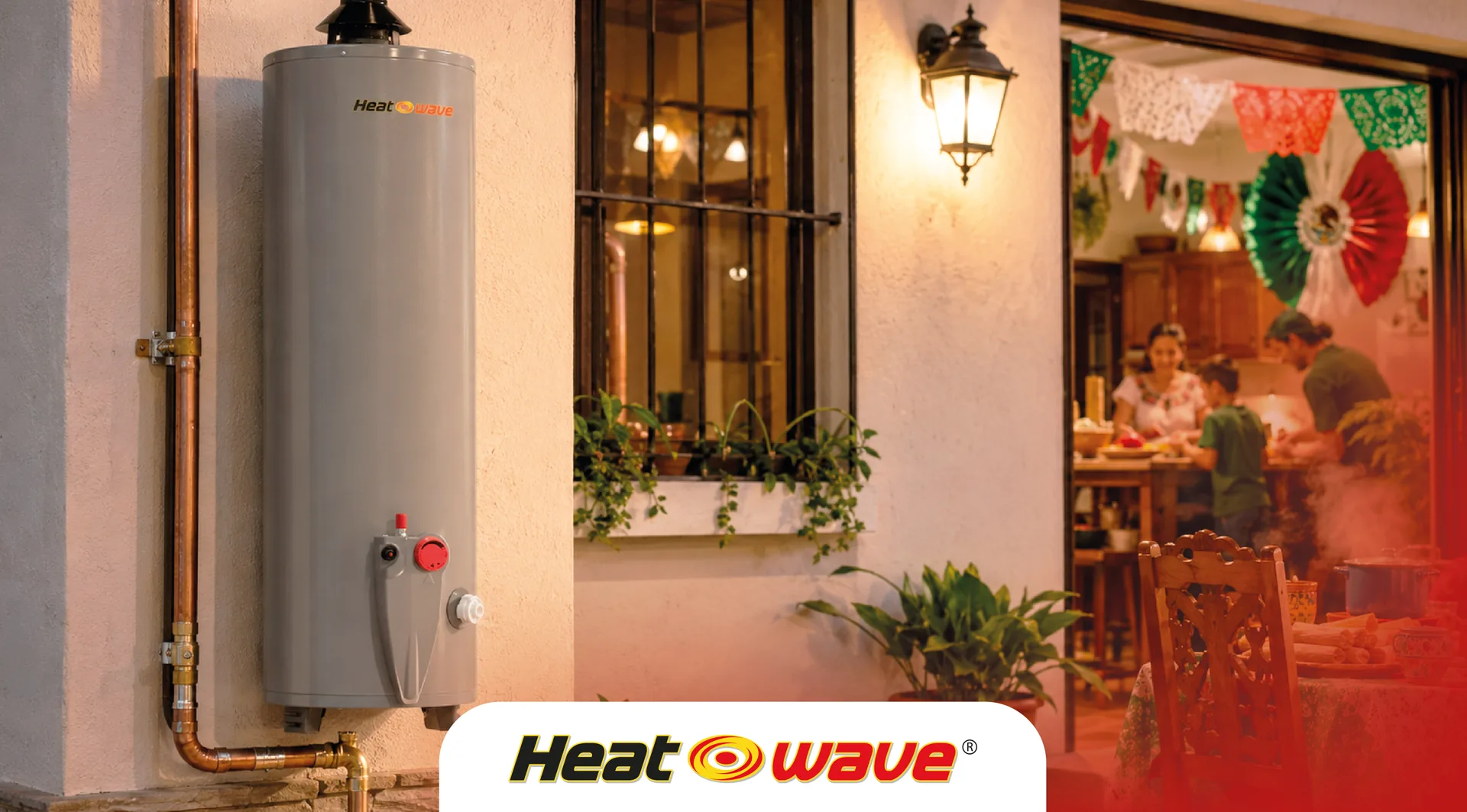Familia disfrutando una celebración patria en casa con Heatwave