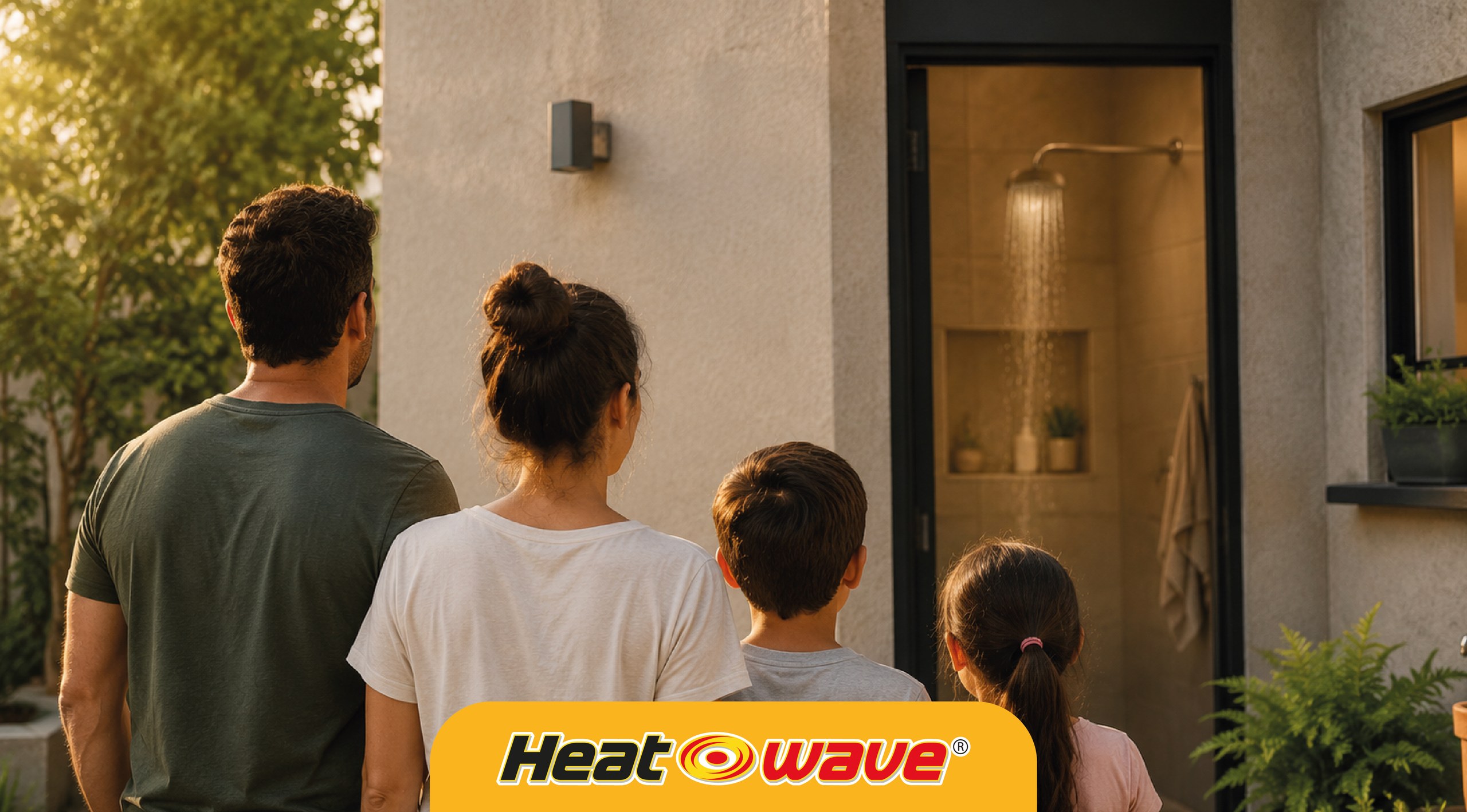 Familia frente a su casa pensando en la capacidad de boiler que necesita